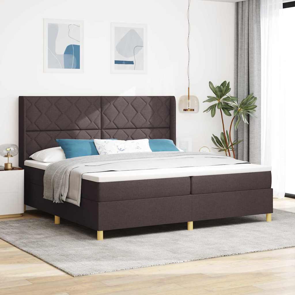 vidaXL Κρεβάτι με ελατήρια με κεφαλάρι Καφέ 200 x 200 cm ύφασμα