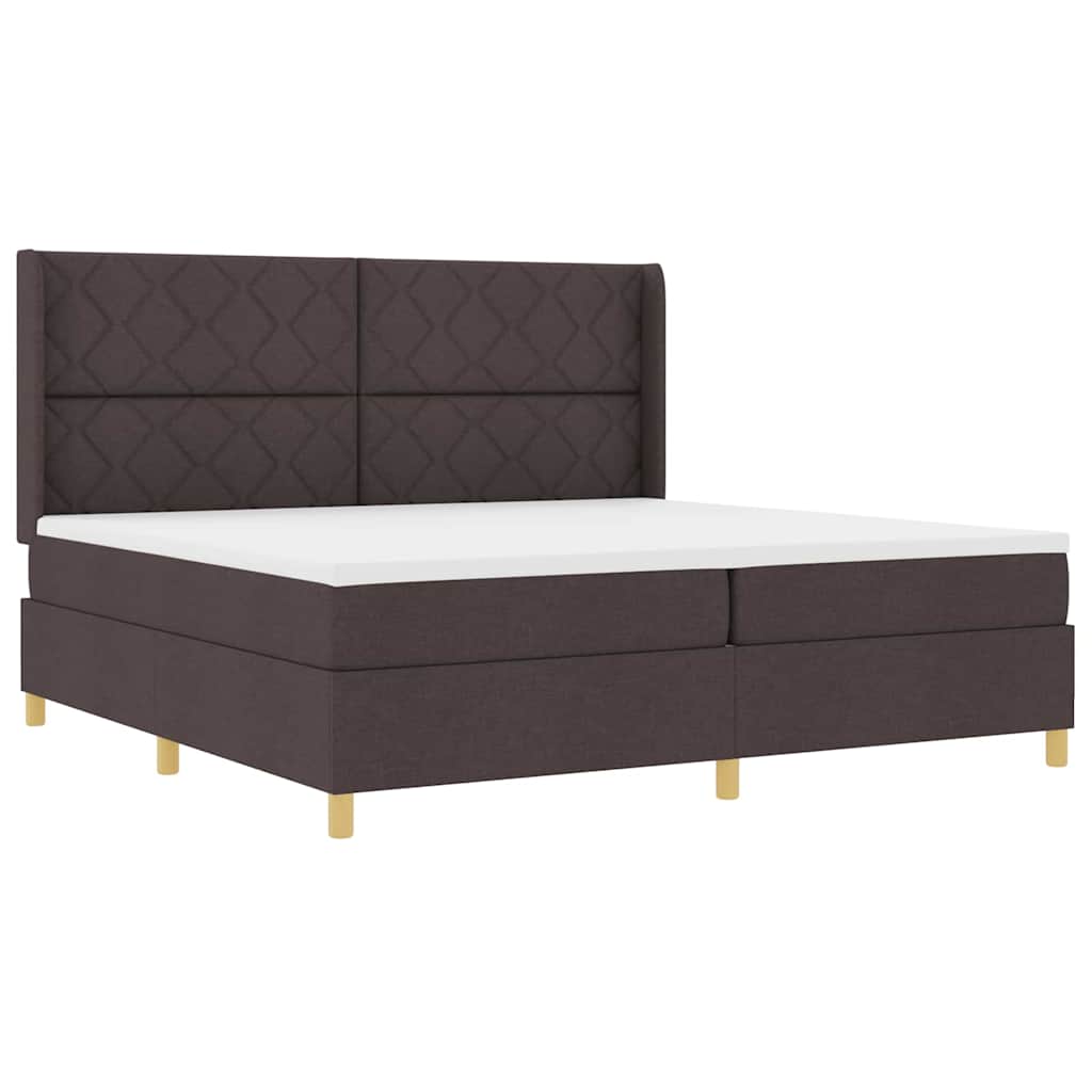 vidaXL Κρεβάτι με ελατήρια με κεφαλάρι Καφέ 200 x 200 cm ύφασμα