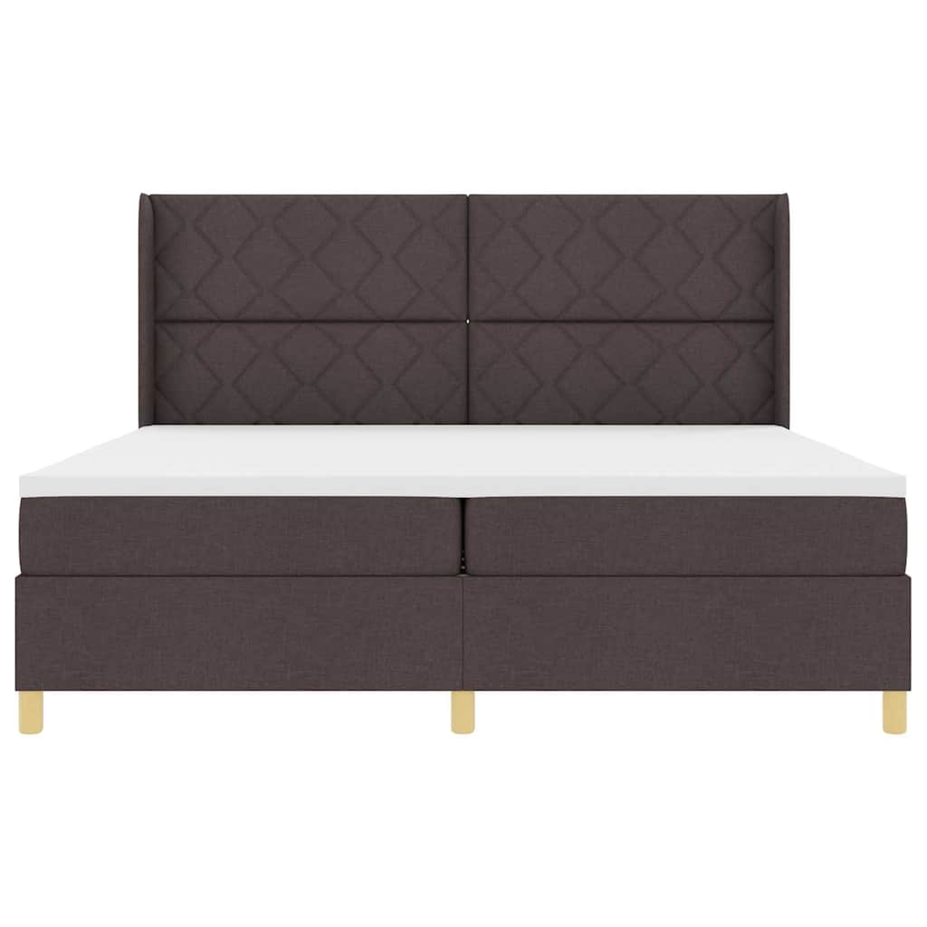 vidaXL Κρεβάτι με ελατήρια με κεφαλάρι Καφέ 200 x 200 cm ύφασμα