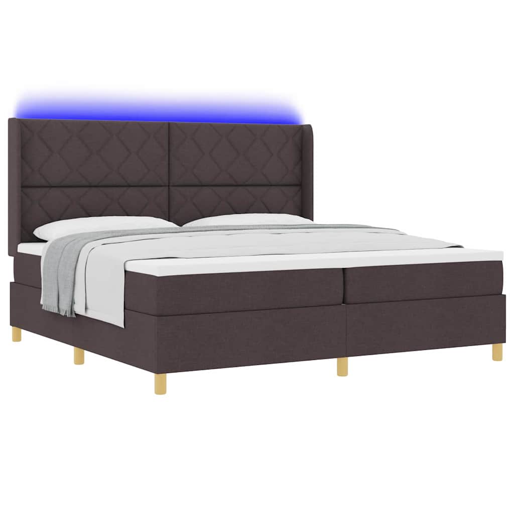 vidaXL Κρεβάτι με ελατήρια με κεφαλάρι Καφέ 200 x 200 cm ύφασμα