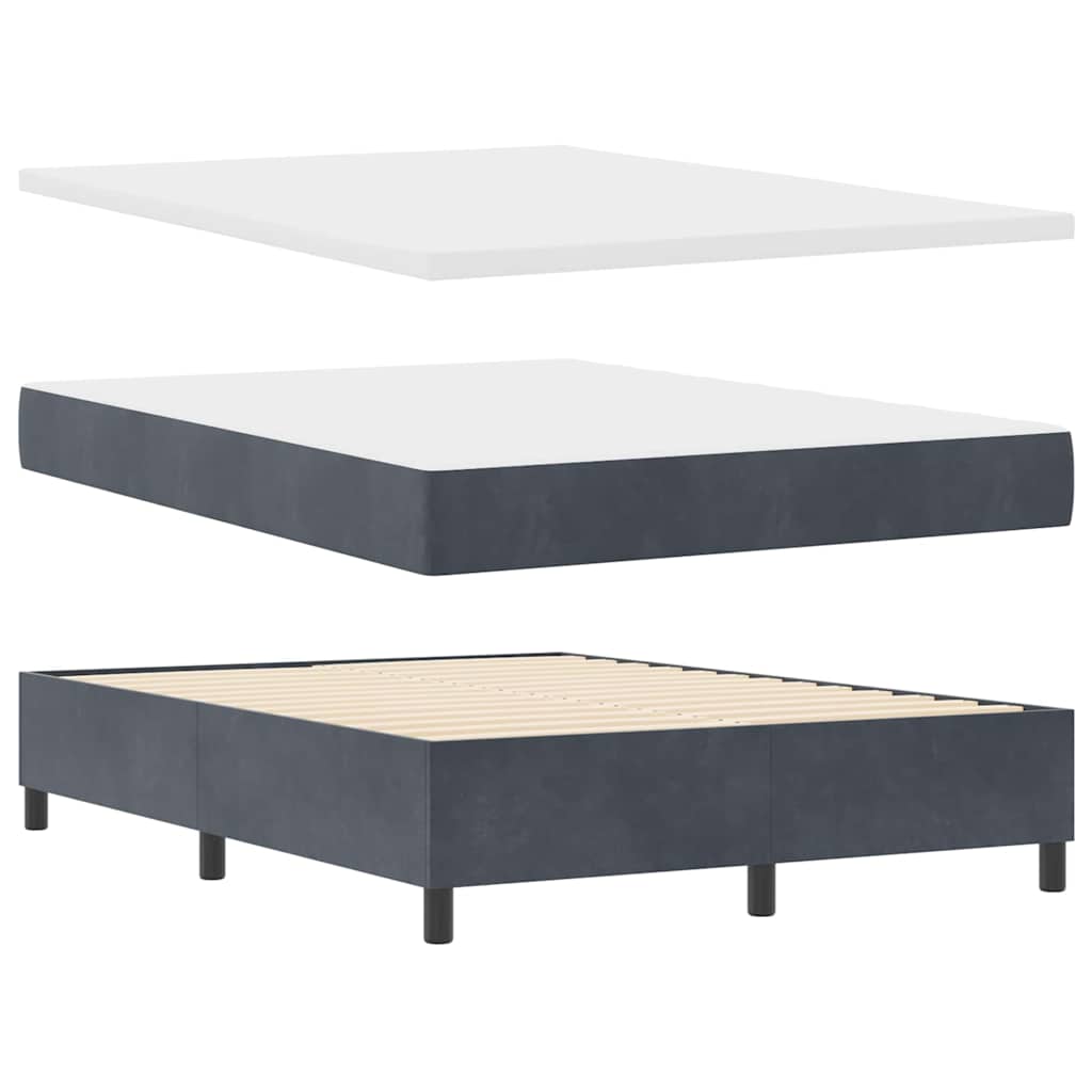 vidaXL Κρεβάτι με ελατήρια Σκούρο Γκρι 140 x 190 cm Βελούδο