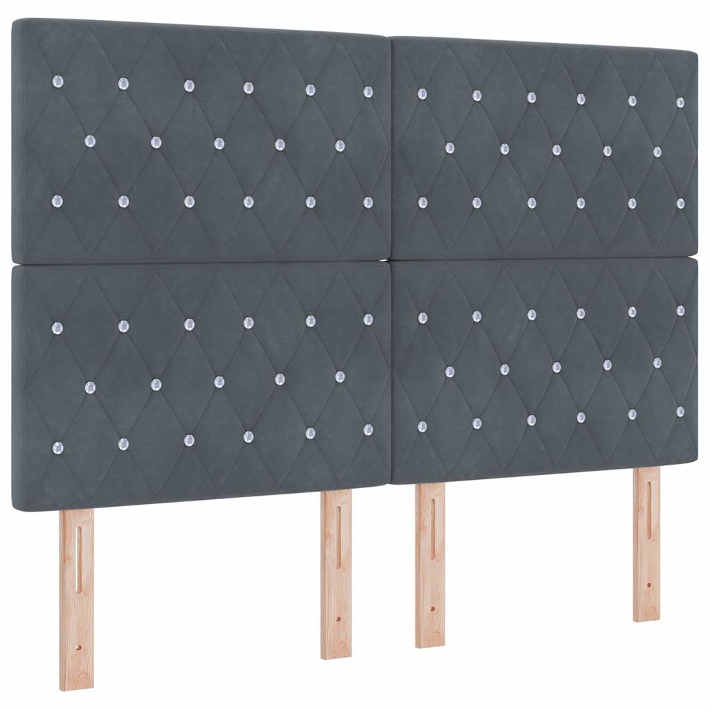 vidaXL Κρεβάτι με ελατήρια Σκούρο Γκρι 140 x 190 cm Βελούδο