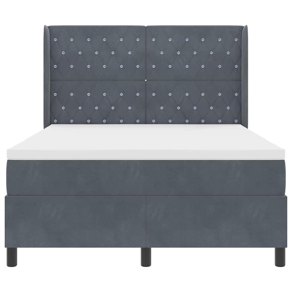 vidaXL Κρεβάτι με ελατήρια Σκούρο Γκρι 140 x 190 cm Βελούδο