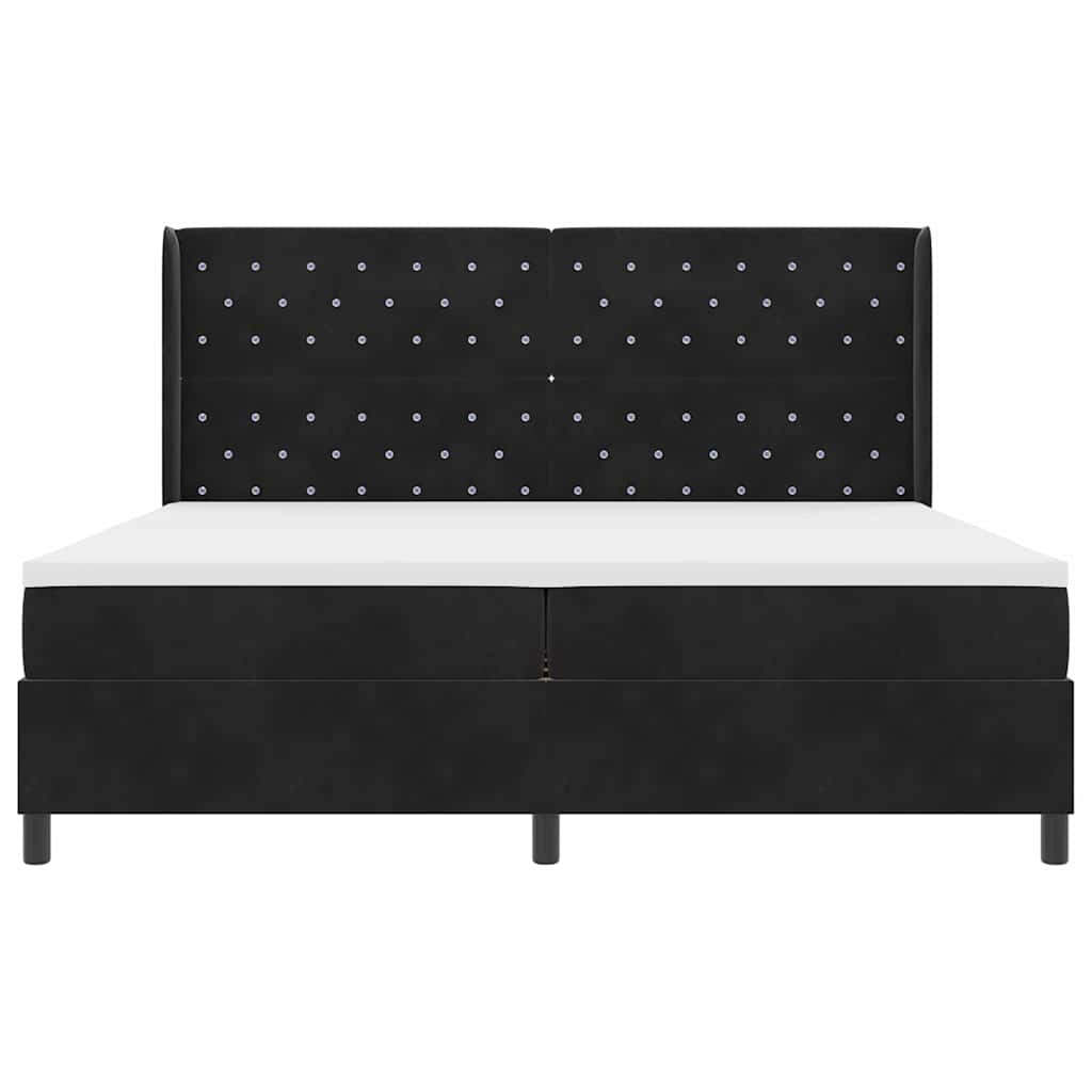 vidaXL Κρεβάτι με ελατήρια με στρώμα με led Μαύρο 200 x 200 cm Βελούδο