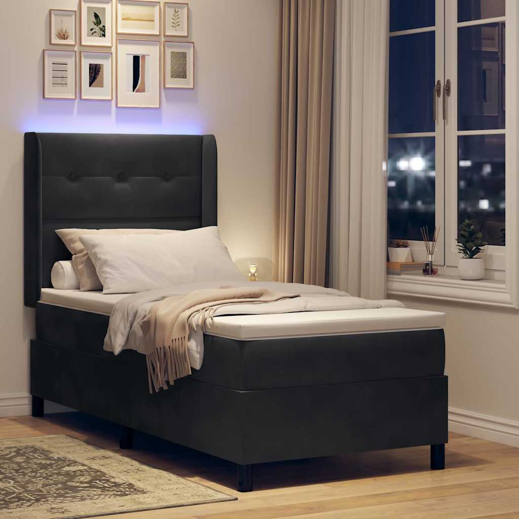 vidaXL Κρεβάτι με ελατήρια με κεφαλάρι Μαύρο 80 x 200 cm Βελούδο
