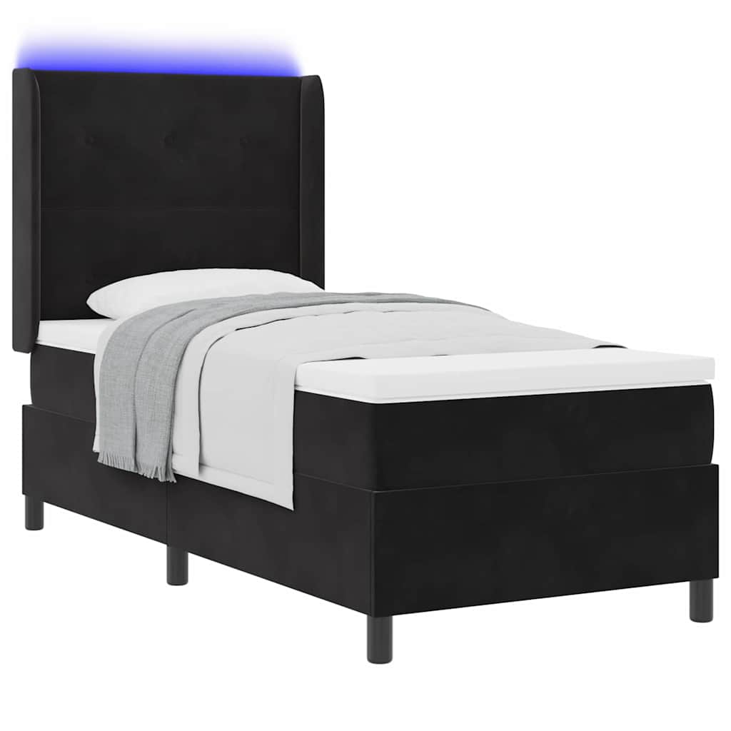 vidaXL Κρεβάτι με ελατήρια με κεφαλάρι Μαύρο 80 x 200 cm Βελούδο