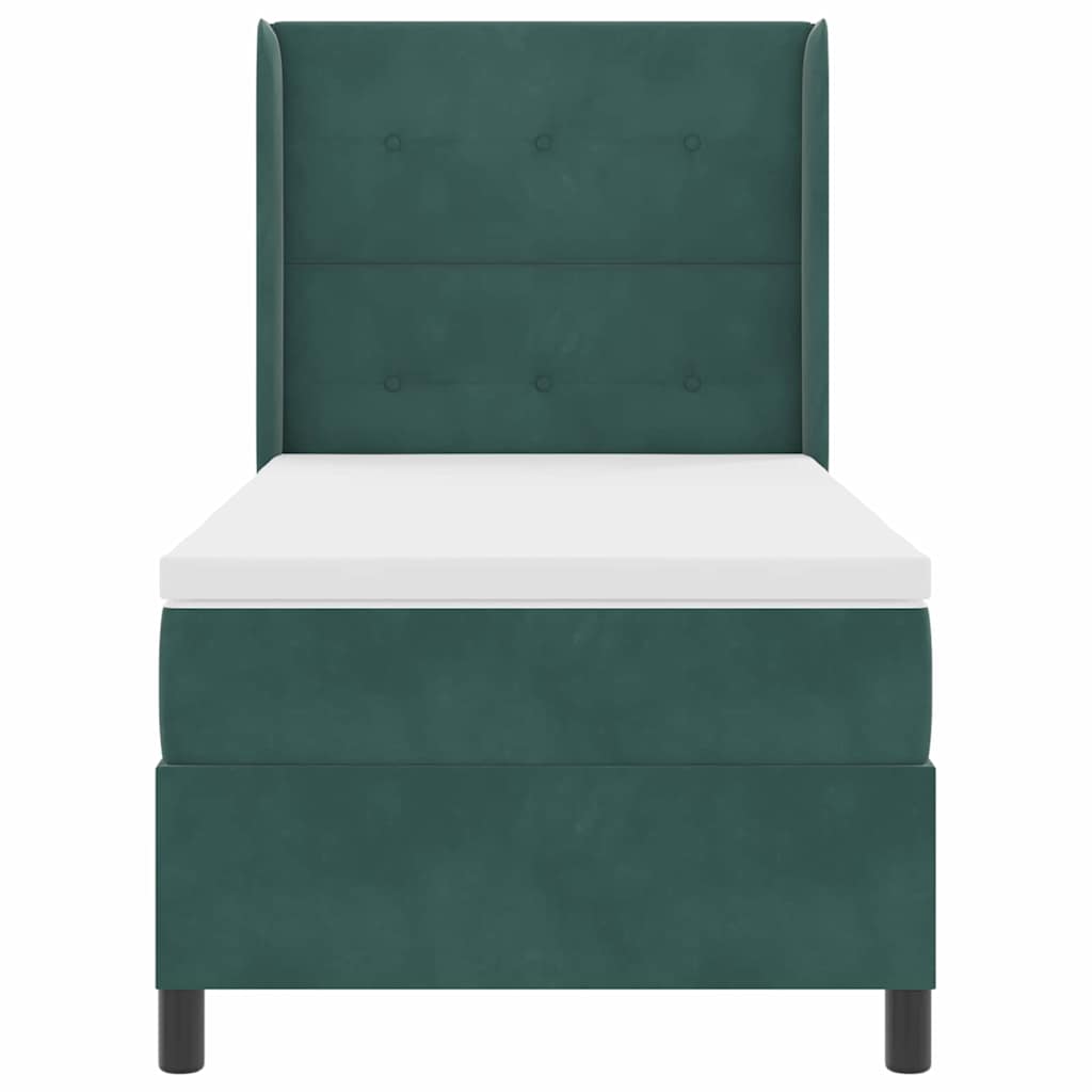 vidaXL Κρεβάτι με ελατήρια Σκούρο Πράσινο 90 x 200 cm Βελούδο