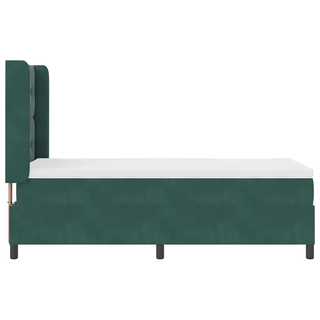 vidaXL Κρεβάτι με ελατήρια Σκούρο Πράσινο 90 x 200 cm Βελούδο