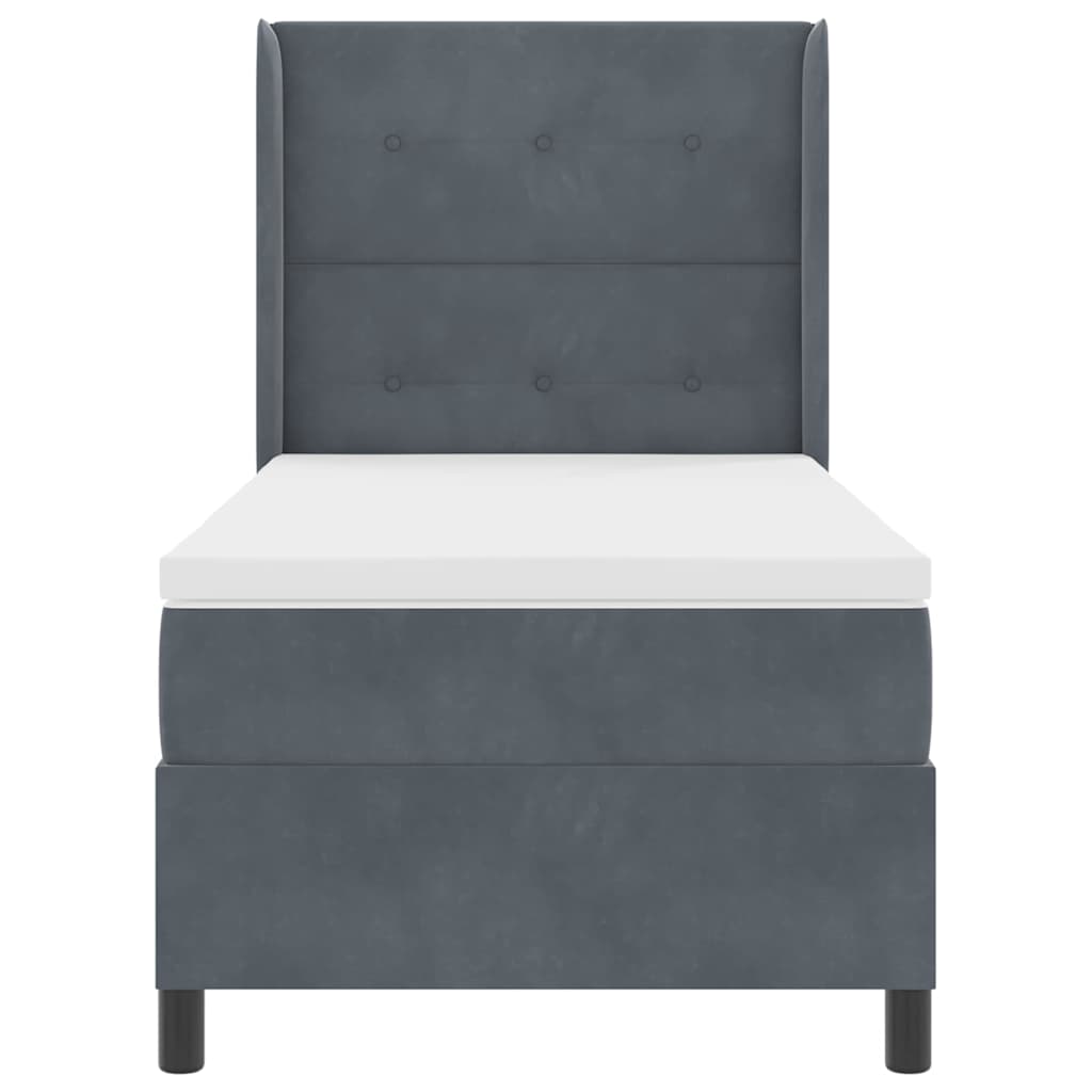 vidaXL Κρεβάτι με ελατήρια με στρώμα Σκούρο Γκρι 100 x 200 cm Βελούδο