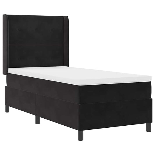 vidaXL Κρεβάτι με ελατήρια με κεφαλάρι Μαύρο 100 x 200 cm Βελούδο