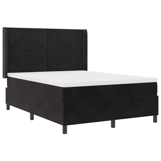vidaXL Κρεβάτι με ελατήρια με κεφαλάρι Μαύρο 140 x 190 cm Βελούδο