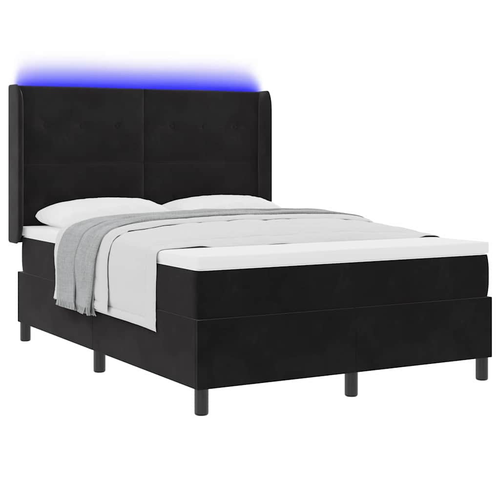 vidaXL Κρεβάτι με ελατήρια με κεφαλάρι Μαύρο 140 x 200 cm Βελούδο