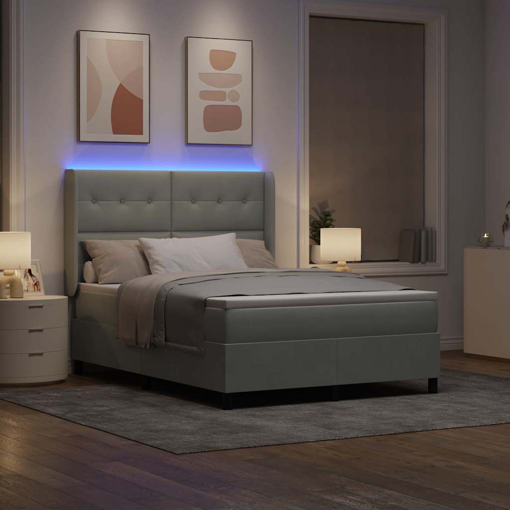 vidaXL Κρεβάτι με ελατήρια Ανοιχτό γκρι 160 x 200 cm Βελούδο