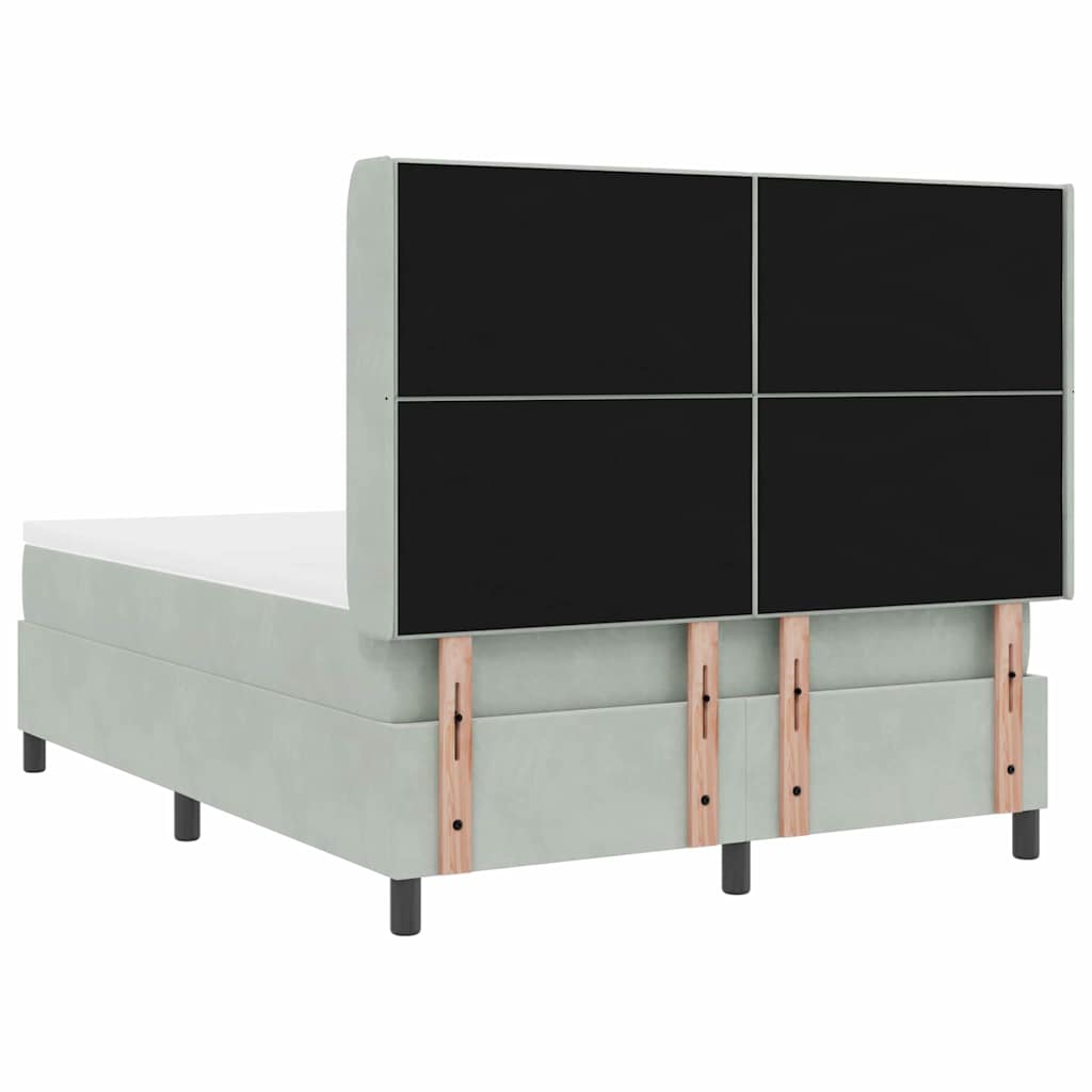 vidaXL Κρεβάτι με ελατήρια Ανοιχτό γκρι 160 x 200 cm Βελούδο