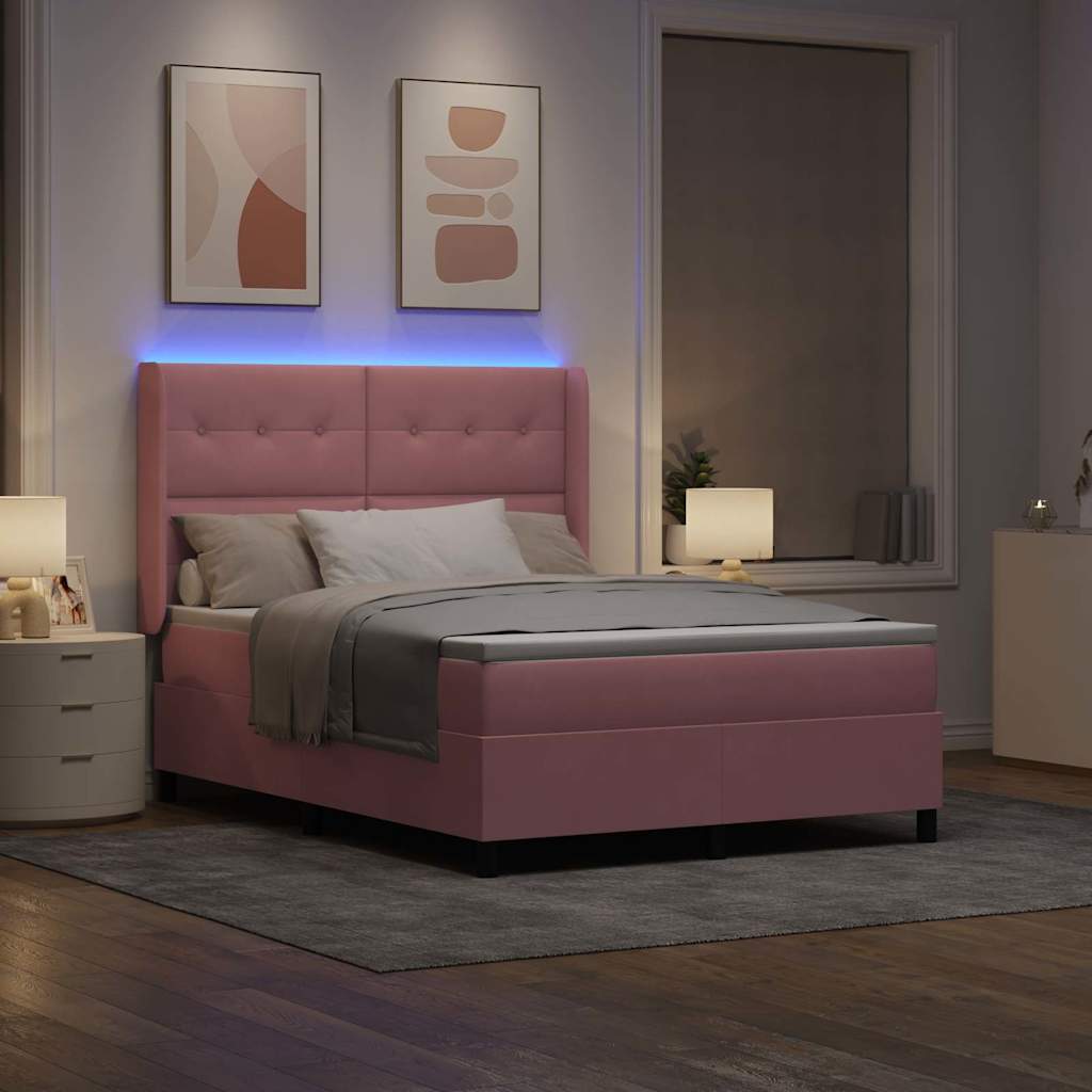 vidaXL Κρεβάτι με ελατήρια με κεφαλάρι Ροζ 160 x 200 cm Βελούδο