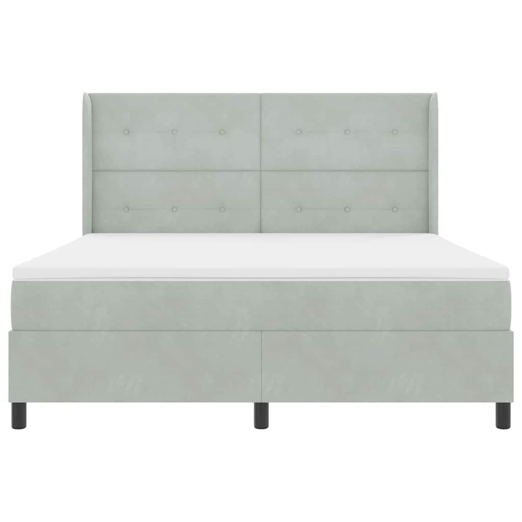 vidaXL Κρεβάτι με ελατήρια με στρώμα Ανοιχτό γκρι 180 x 200 cm Βελούδο