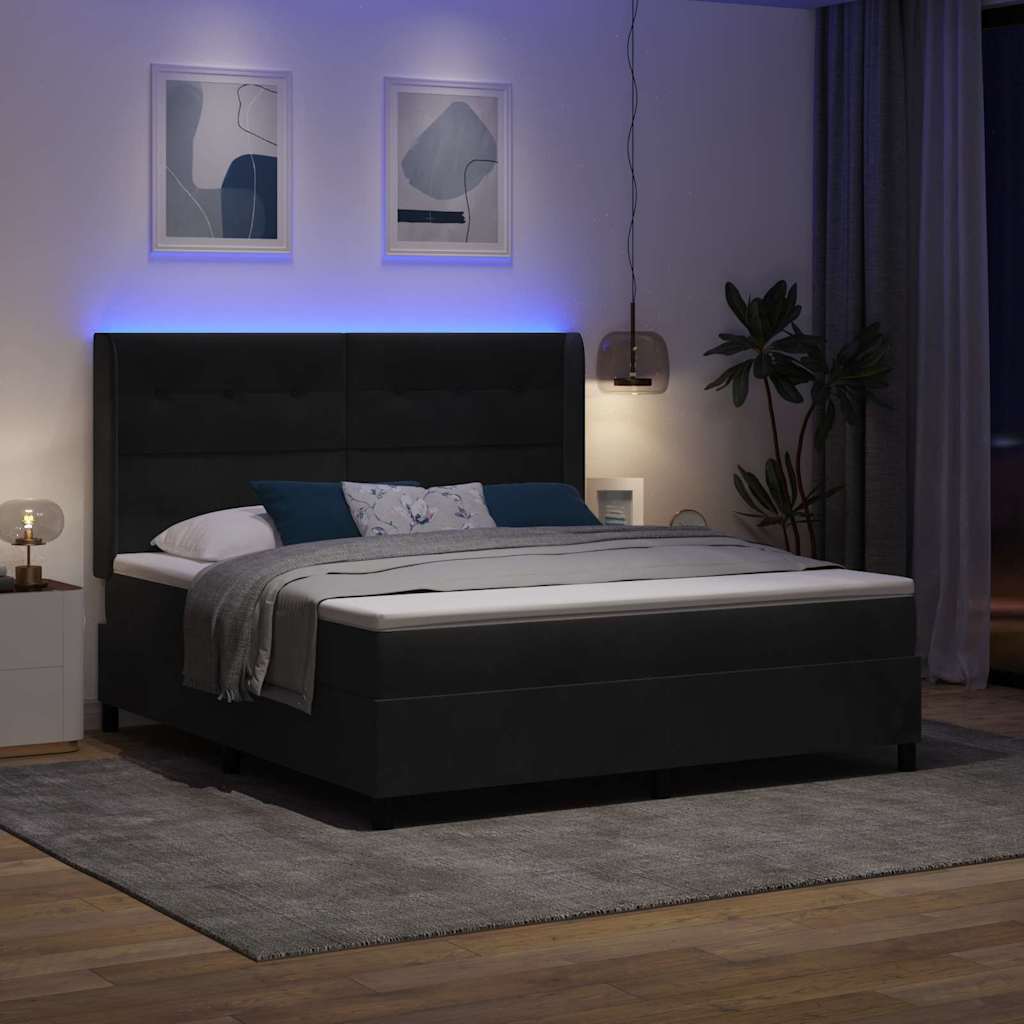 vidaXL Κρεβάτι με ελατήρια με κεφαλάρι Μαύρο 180 x 200 cm Βελούδο