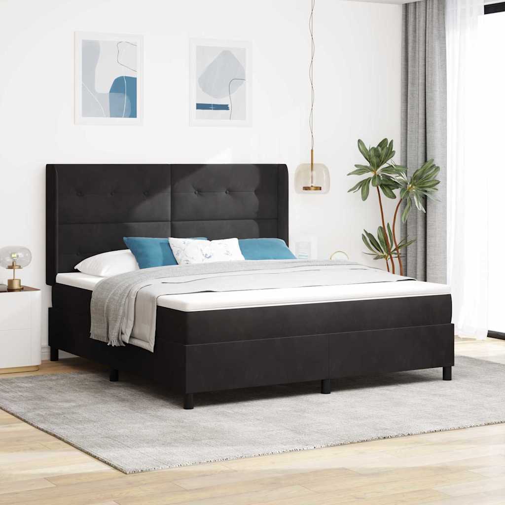 vidaXL Κρεβάτι με ελατήρια με κεφαλάρι Μαύρο 180 x 200 cm Βελούδο
