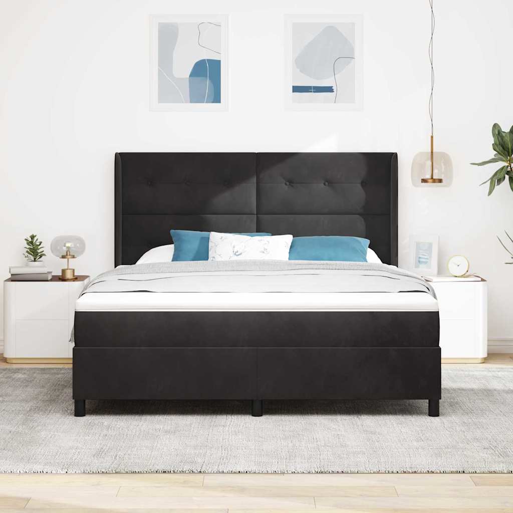 vidaXL Κρεβάτι με ελατήρια με κεφαλάρι Μαύρο 180 x 200 cm Βελούδο