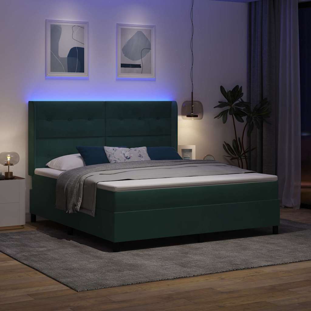 vidaXL Κρεβάτι με ελατήρια Σκούρο Πράσινο 180 x 200 cm Βελούδο