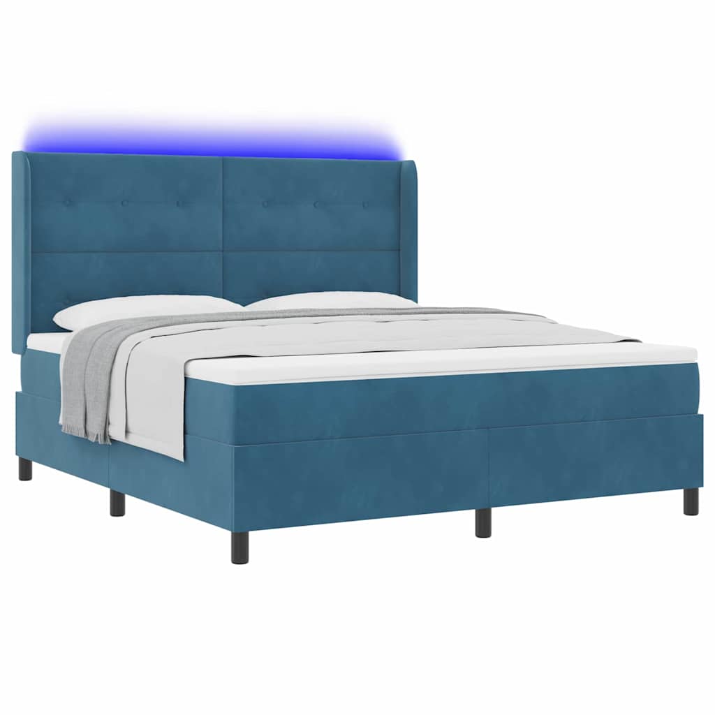 vidaXL Κρεβάτι με ελατήρια με κεφαλάρι Μπλε 180 x 200 cm Βελούδο