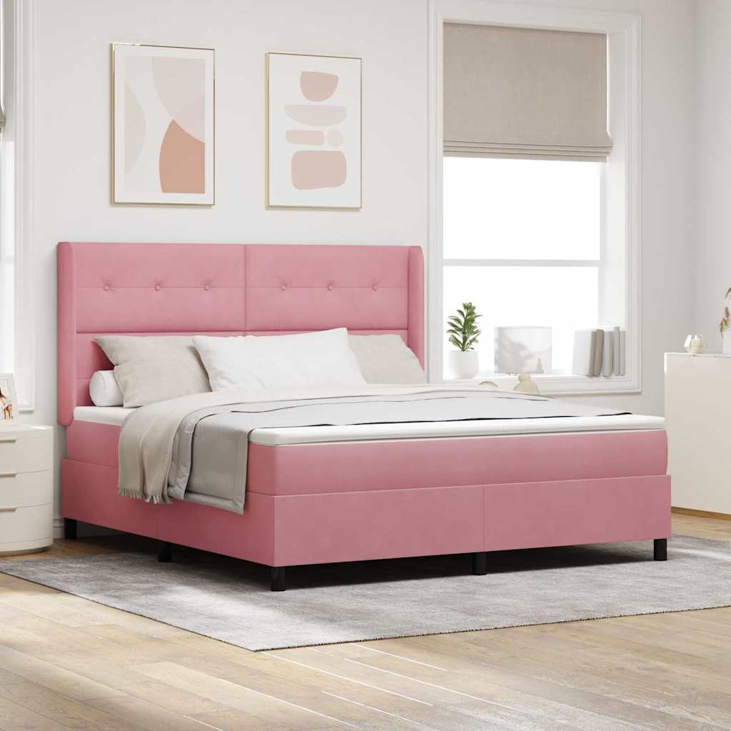 vidaXL Κρεβάτι με ελατήρια με κεφαλάρι Ροζ 180 x 200 cm Βελούδο
