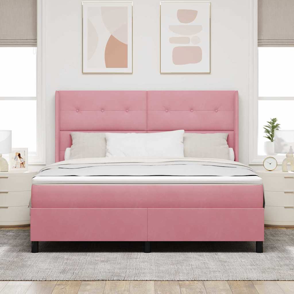 vidaXL Κρεβάτι με ελατήρια με κεφαλάρι Ροζ 180 x 200 cm Βελούδο
