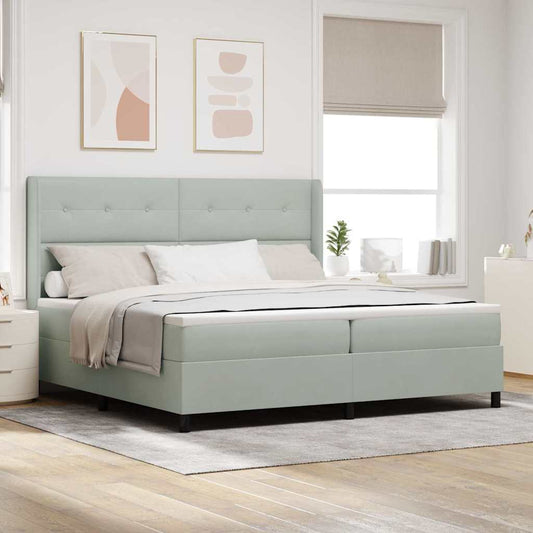 vidaXL Κρεβάτι με ελατήρια Ανοιχτό γκρι 200 x 200 cm Βελούδο