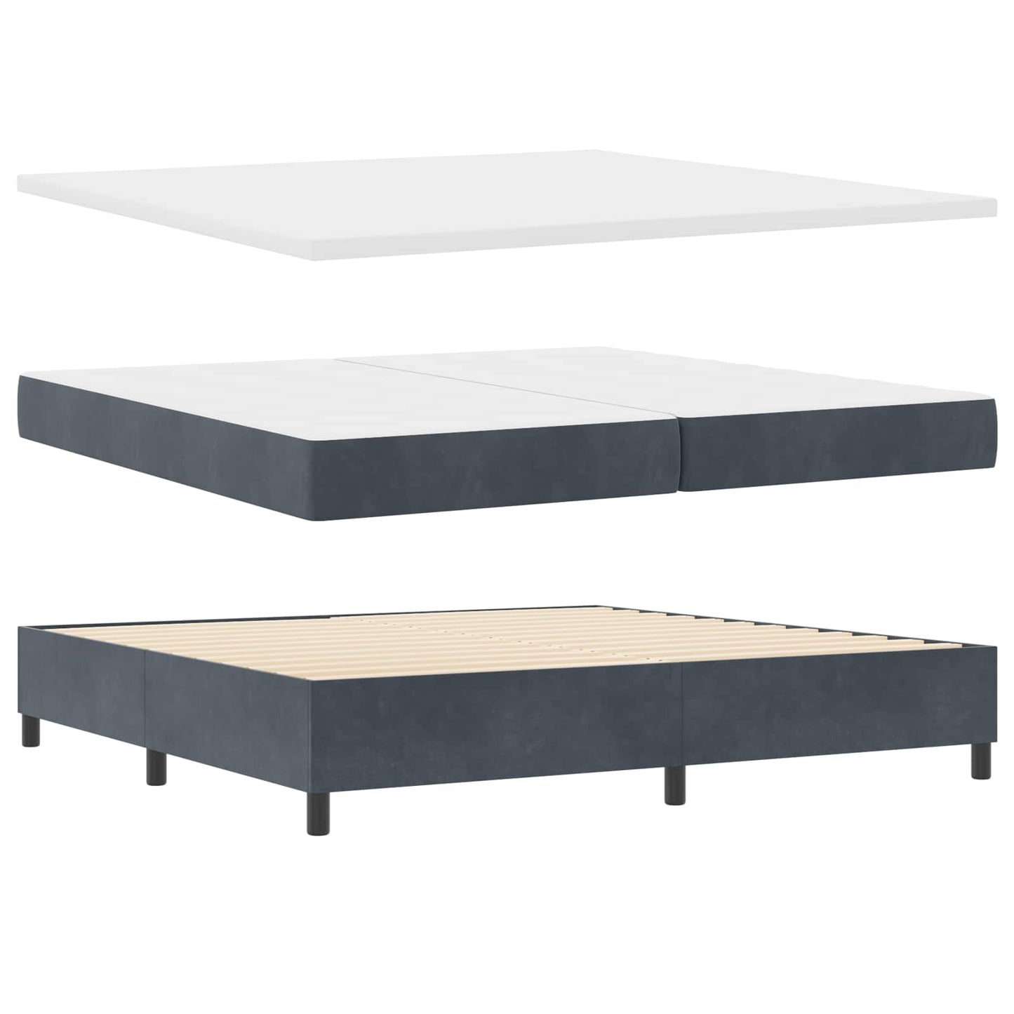 vidaXL Κρεβάτι με ελατήρια με στρώμα Σκούρο Γκρι 200 x 200 cm Βελούδο