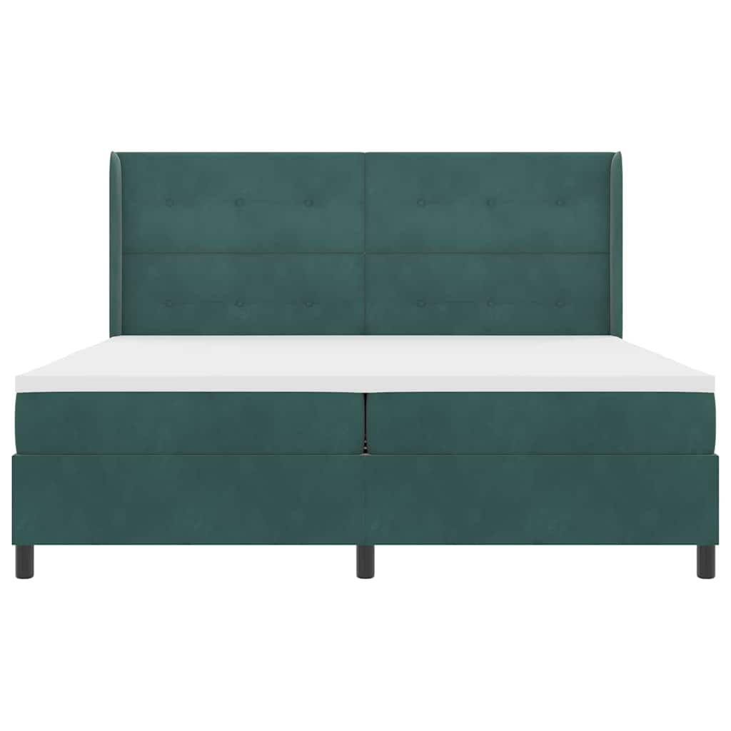 vidaXL Κρεβάτι με ελατήρια Σκούρο Πράσινο 200 x 200 cm Βελούδο