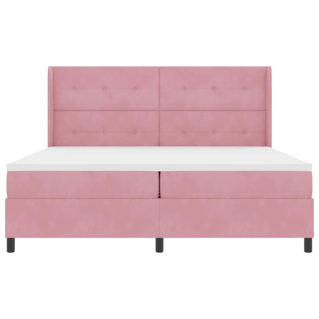 vidaXL Κρεβάτι με ελατήρια με στρώμα με led Ροζ 200 x 200 cm Βελούδο