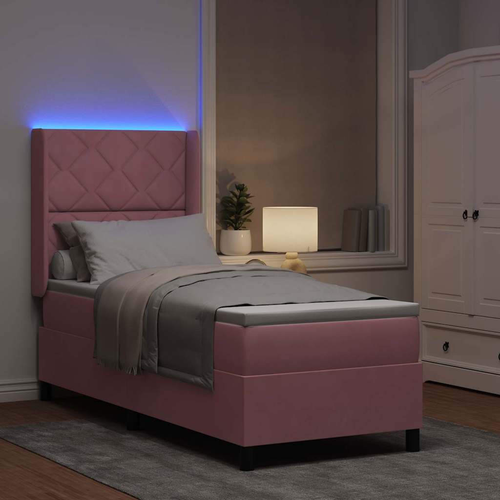 vidaXL Κρεβάτι με ελατήρια με κεφαλάρι Ροζ 80 x 200 cm Βελούδο