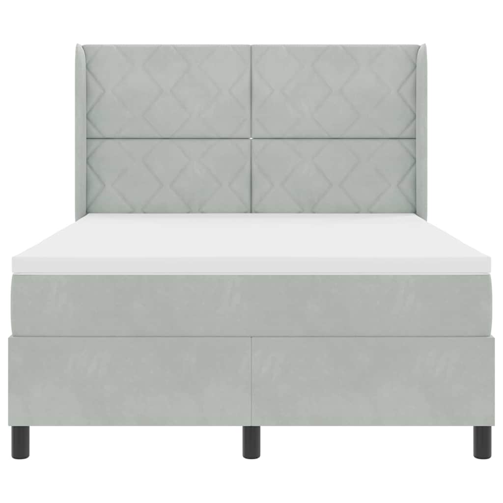 vidaXL Κρεβάτι με ελατήρια Ανοιχτό γκρι 140 x 200 cm Βελούδο