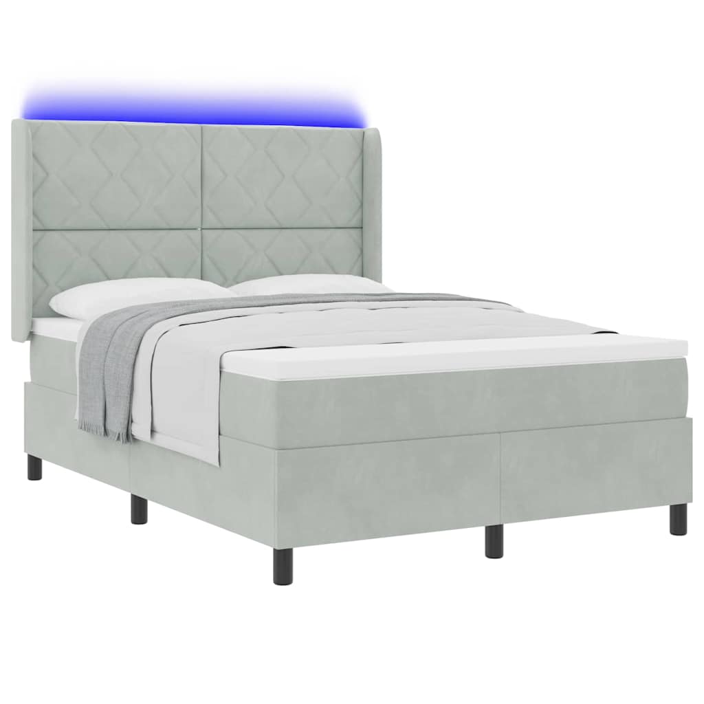 vidaXL Κρεβάτι με ελατήρια Ανοιχτό γκρι 140 x 200 cm Βελούδο