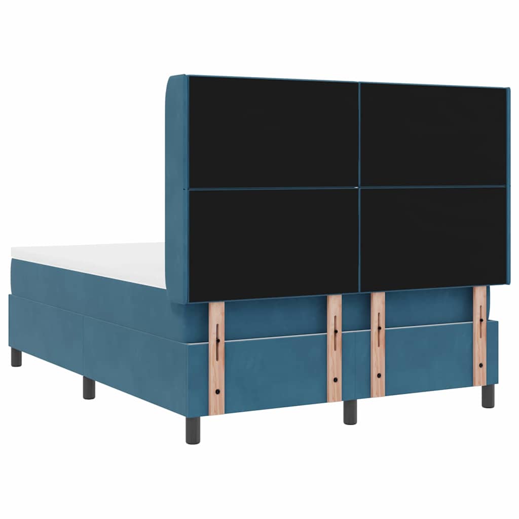 vidaXL Κρεβάτι με ελατήρια με κεφαλάρι Μπλε 160 x 200 cm Βελούδο