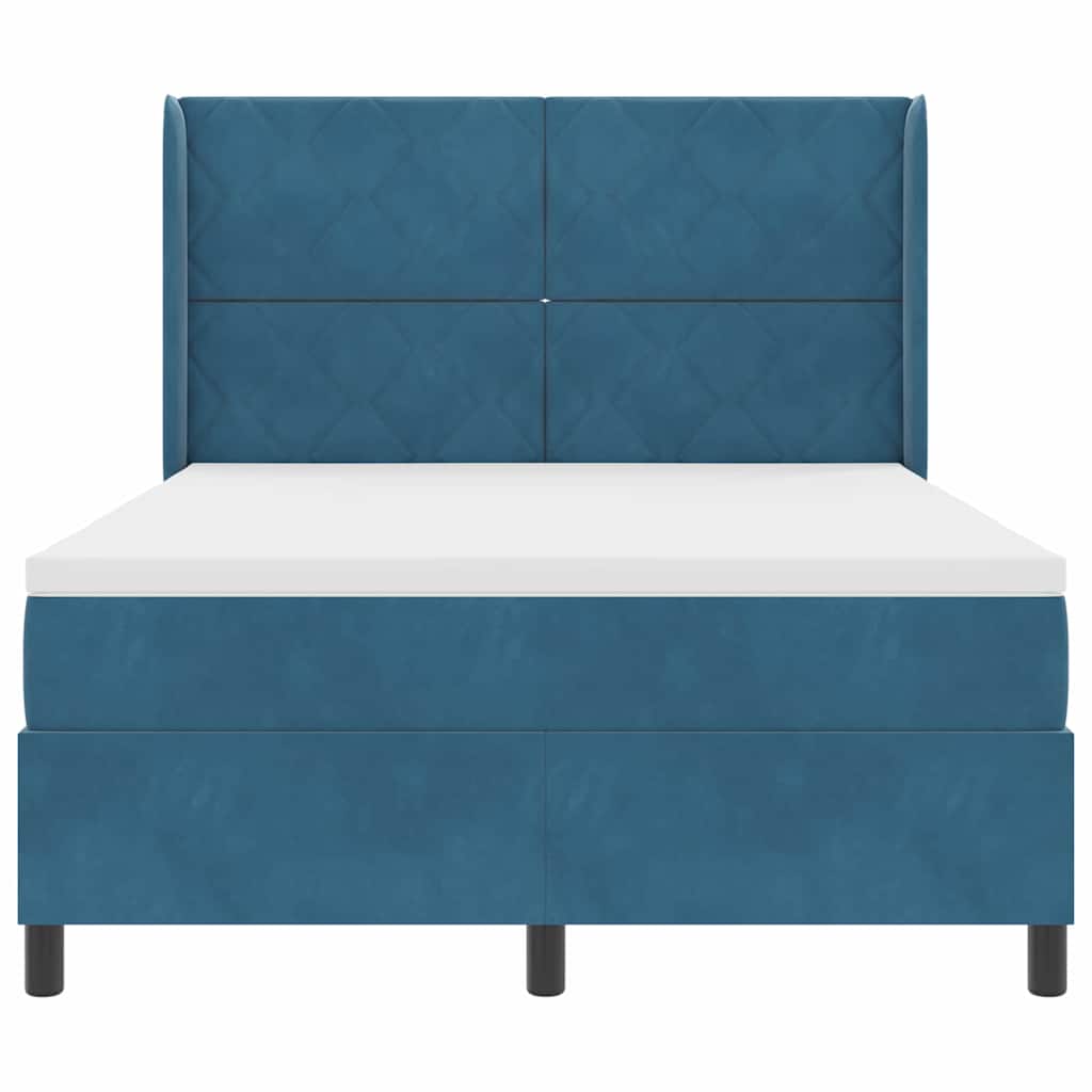 vidaXL Κρεβάτι με ελατήρια με κεφαλάρι Μπλε 160 x 200 cm Βελούδο