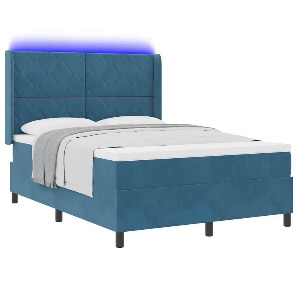 vidaXL Κρεβάτι με ελατήρια με κεφαλάρι Μπλε 160 x 200 cm Βελούδο