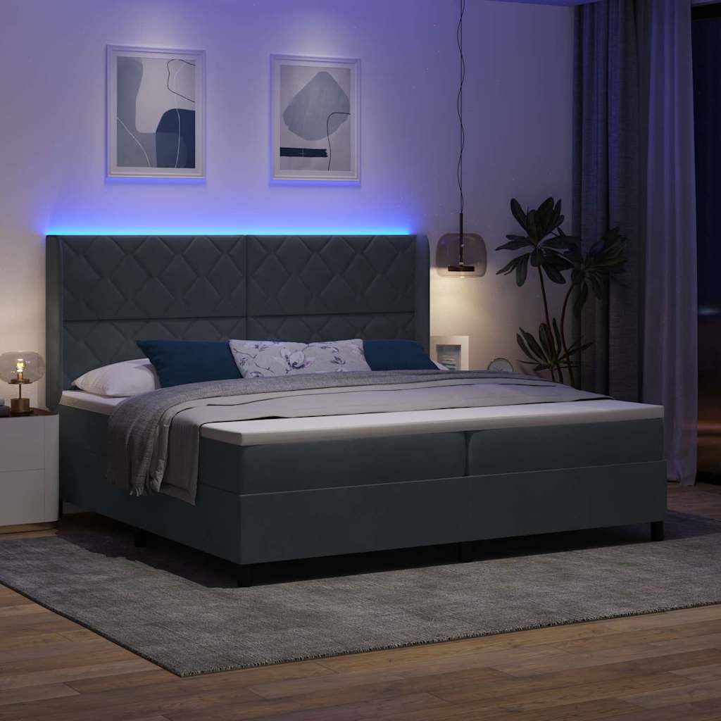 vidaXL Κρεβάτι με ελατήρια Σκούρο Γκρι 200 x 200 cm Βελούδο