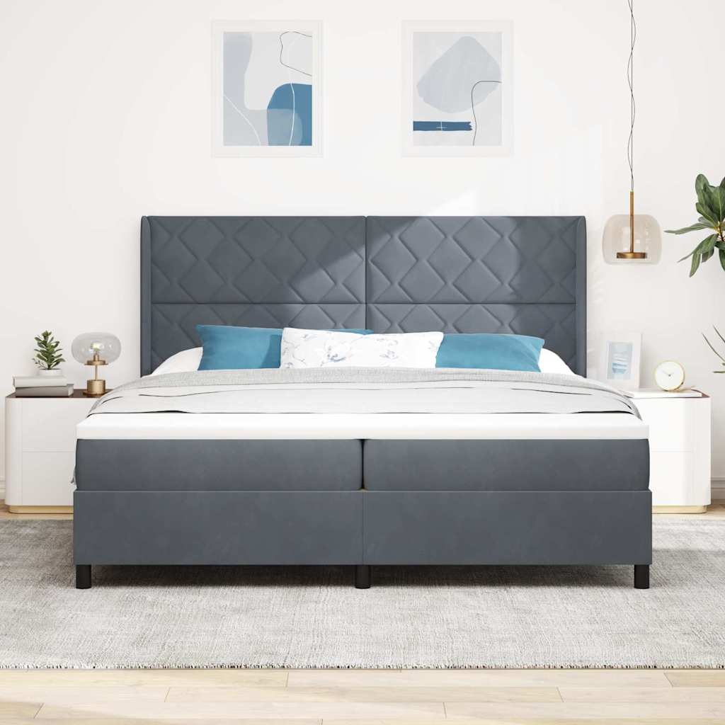 vidaXL Κρεβάτι με ελατήρια Σκούρο Γκρι 200 x 200 cm Βελούδο