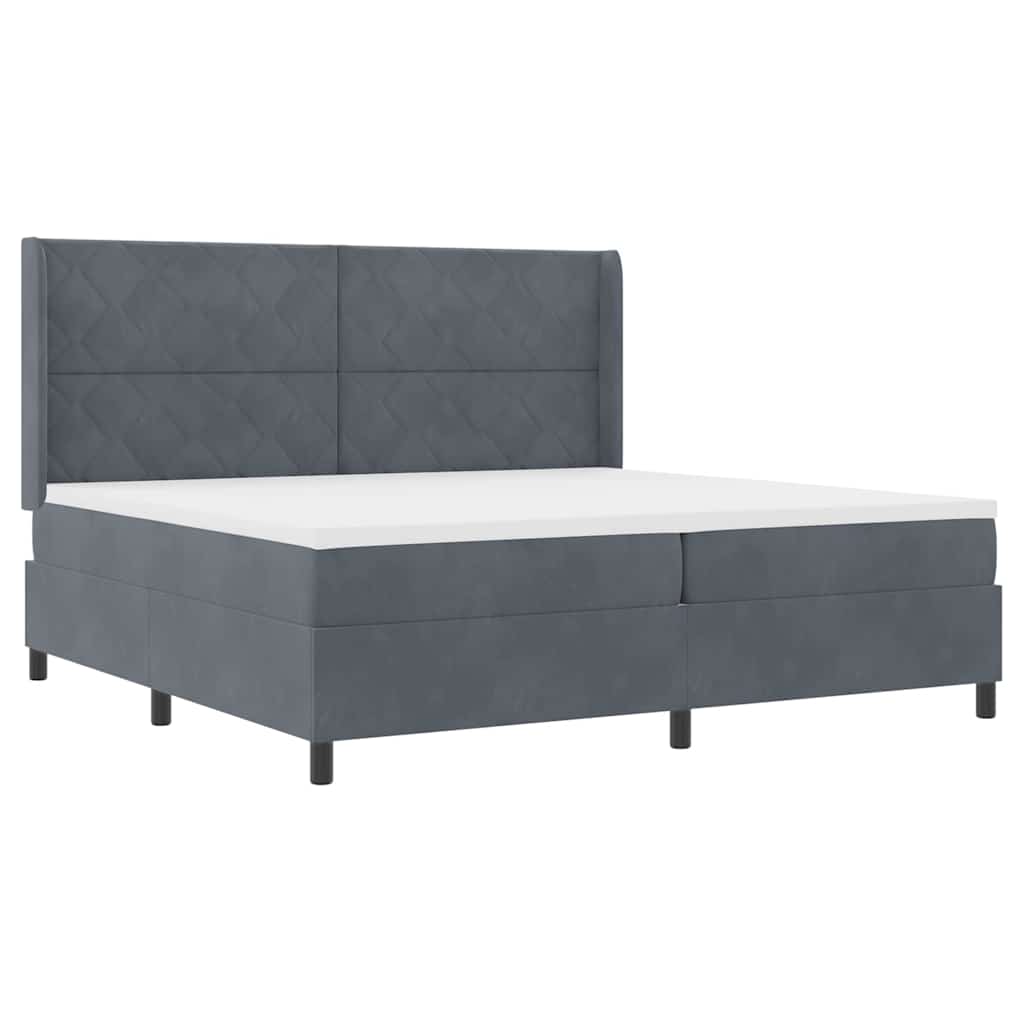 vidaXL Κρεβάτι με ελατήρια Σκούρο Γκρι 200 x 200 cm Βελούδο