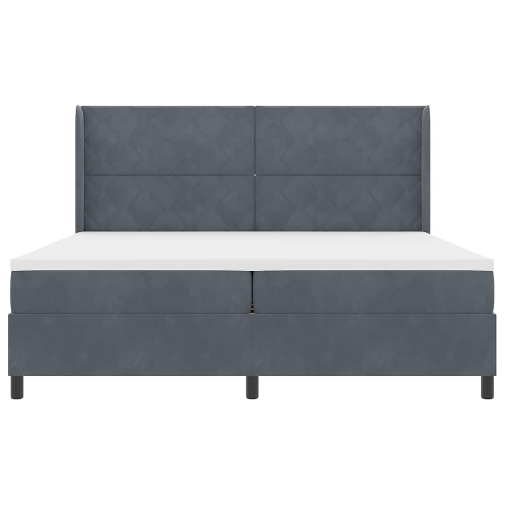 vidaXL Κρεβάτι με ελατήρια Σκούρο Γκρι 200 x 200 cm Βελούδο