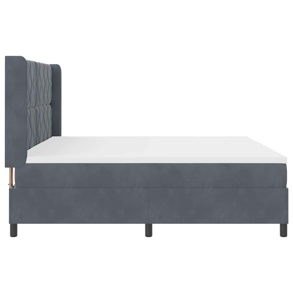 vidaXL Κρεβάτι με ελατήρια Σκούρο Γκρι 200 x 200 cm Βελούδο