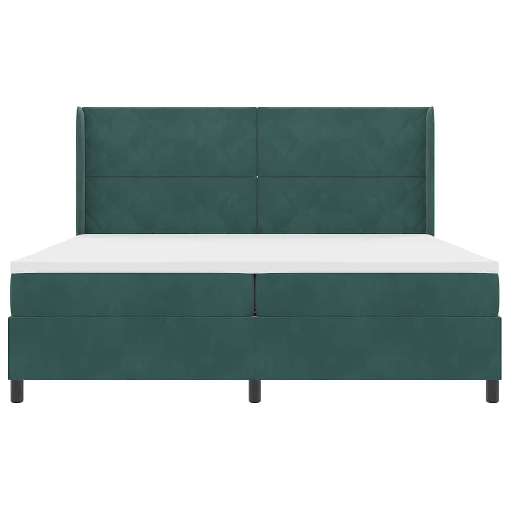 vidaXL Κρεβάτι με ελατήρια Σκούρο Πράσινο 200 x 200 cm Βελούδο