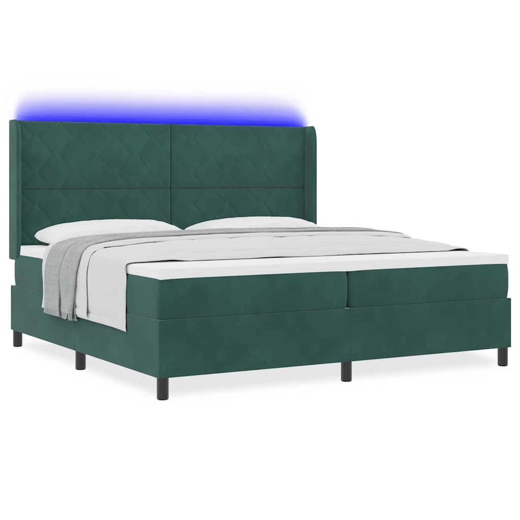 vidaXL Κρεβάτι με ελατήρια Σκούρο Πράσινο 200 x 200 cm Βελούδο