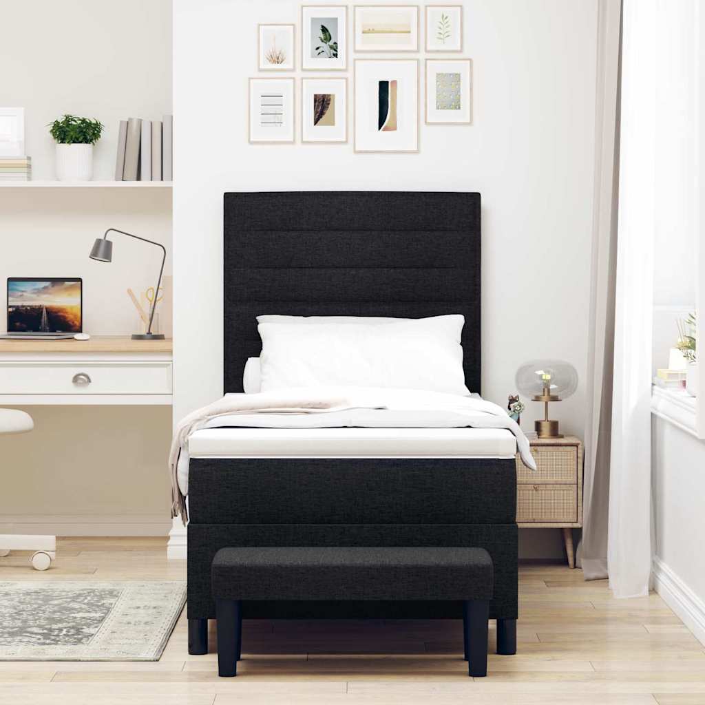 vidaXL Κρεβάτι με ελατήρια με μαξιλάρι Μαύρο 90 x 200 cm ύφασμα