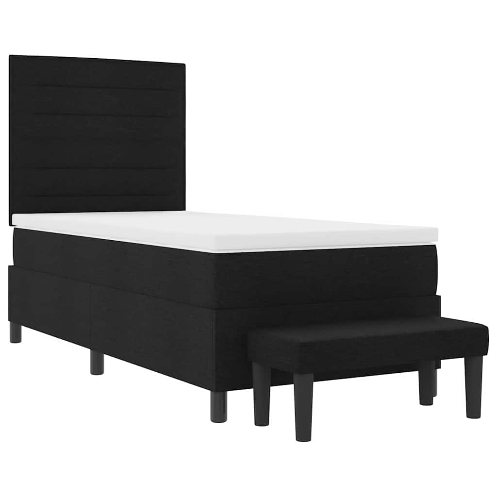 vidaXL Κρεβάτι με ελατήρια με μαξιλάρι Μαύρο 90 x 200 cm ύφασμα