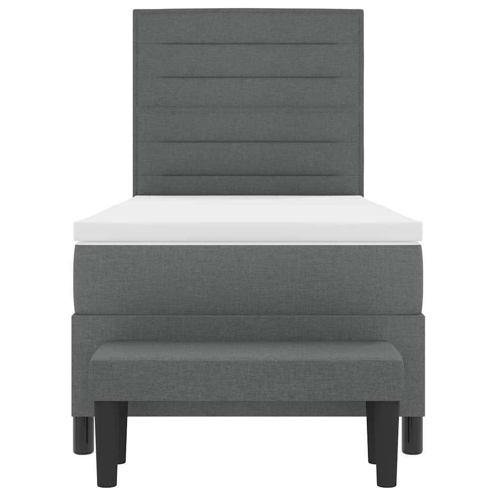 vidaXL Κρεβάτι με ελατήρια με στρώμα Σκούρο Γκρι 100 x 200 cm ύφασμα