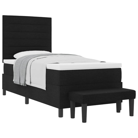vidaXL Κρεβάτι με ελατήρια με κεφαλάρι Μαύρο 100 x 200 cm ύφασμα