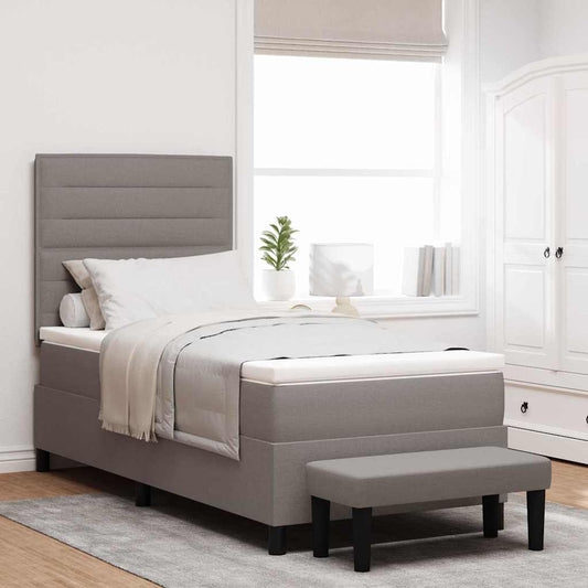 vidaXL Κρεβάτι με ελατήρια με κεφαλάρι Taupe 100 x 200 cm ύφασμα