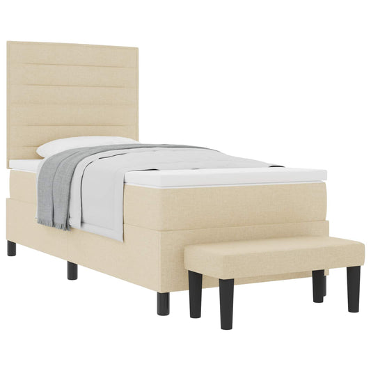 vidaXL Κρεβάτι με ελατήρια με μαξιλάρι Κρεμ 100 x 200 cm ύφασμα
